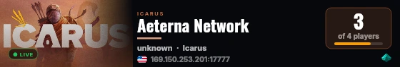 Aeterna Network live status badge