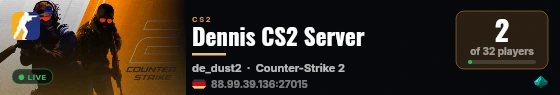 Dennis CS2 Server live status badge