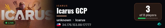 Icarus GCP live status badge