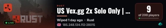 US Vex.gg 2x Solo Only | 50% Upkeep | JUST WIPED | Max 1 | x2 live status badge