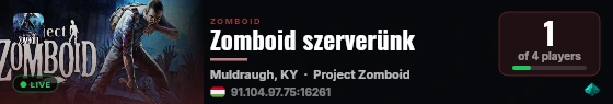 Zomboid szerverünk live status badge