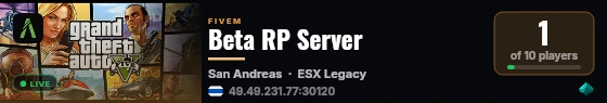 Beta RP Server live status badge