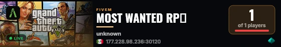 MOST WANTED RP🔰 live status badge