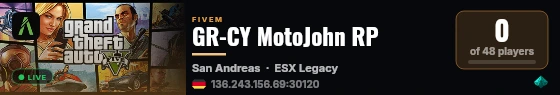 GR-CY MotoJohn RP live status badge