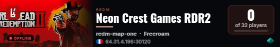 Neon Crest Games RDR2 live status badge