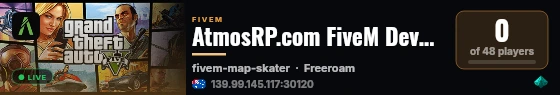 AtmosRP.com FiveM Development Server live status badge