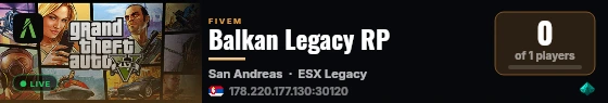 Balkan Legacy RP live status badge