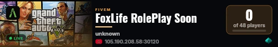 FoxLife RolePlay Soon live status badge