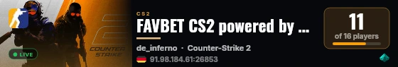 FAVBET CS2 powered by PRACC.COM live status badge