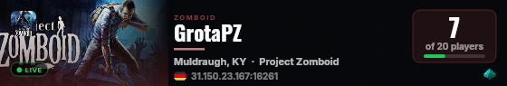 GrotaPZ live status badge