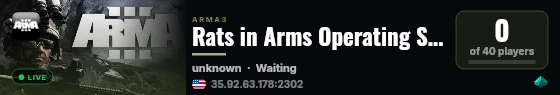 Rats in Arms Operating Server live status badge