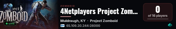 4Netplayers Project Zomboid Server Kyljys2K live status badge