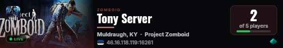 Tony Server live status badge