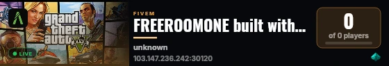 FREEROOMONE built with QBCore Framework by JericoFx & Kakarot & Hamy! live status badge