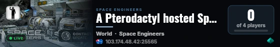 A Pterodactyl hosted Space Engineer Server live status badge