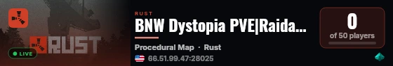BNW Dystopia PVE|RaidableBases|Zombies|Events|Skills|Jetpack live status badge