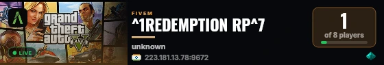 ^1REDEMPTION RP^7 live status badge