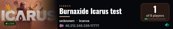 Burnaxide Icarus test live status badge