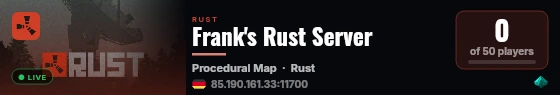 Frank's Rust Server live status badge