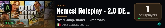 Nemesi Roleplay - 2.0 DEMO live status badge