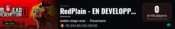 RedPlain - EN DEVELOPPEMENT - Serveur FR SERIOUS RP live status badge