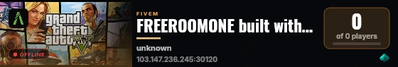 FREEROOMONE built with QBCore Framework by JericoFx & Kakarot & Hamy! live status badge