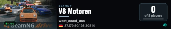 V8 Motoren live status badge