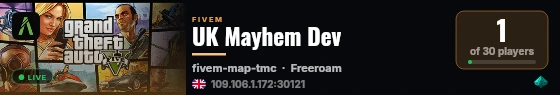 UK Mayhem Dev live status badge