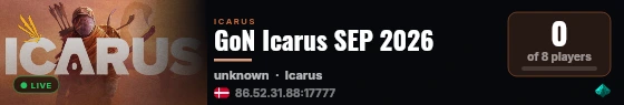 GoN Icarus SEP 2026 live status badge