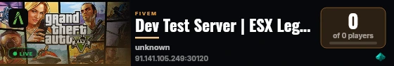 Dev Test Server | ESX Legacy Server live status badge