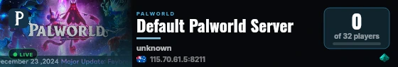 Default Palworld Server live status badge