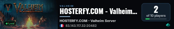 HOSTERFY.COM - Valheim Server live status badge