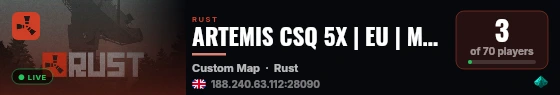 ARTEMIS CSQ 5X | EU | MAX 5 | EVENTS | LOOT+ | KITS | TP | WIPE live status badge