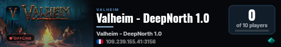 Valheim - DeepNorth 1.0 live status badge
