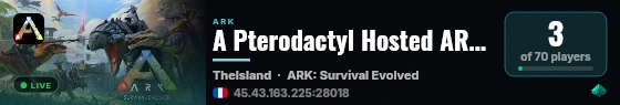 A Pterodactyl Hosted ARK Server - (v361.7) live status badge