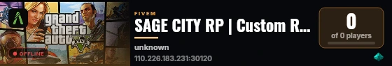 SAGE CITY RP | Custom Roleplay live status badge