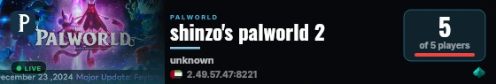 shinzo's palworld 2 live status badge