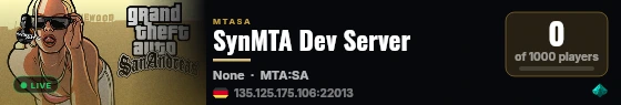 SynMTA Dev Server live status badge