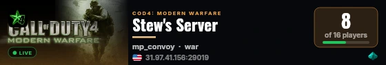 Stew's Server live status badge