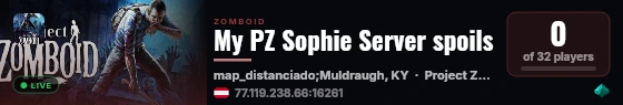 My PZ Sophie Server spoils live status badge
