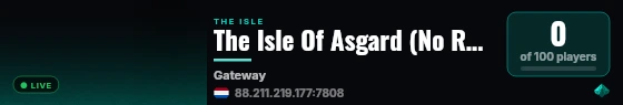 The Isle Of Asgard (No Rules, High AI, 1.5x Growth) live status badge