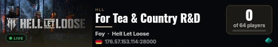 For Tea & Country R&D live status badge