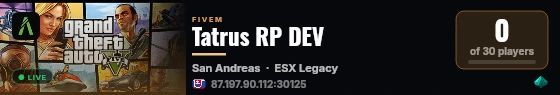 Tatrus RP DEV live status badge