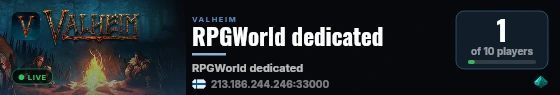 RPGWorld dedicated live status badge
