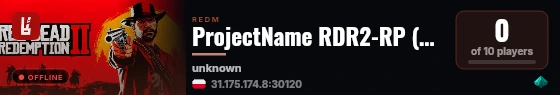 ProjectName RDR2-RP (Dev) live status badge