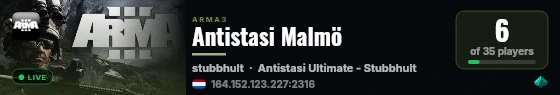 Antistasi Malmö live status badge