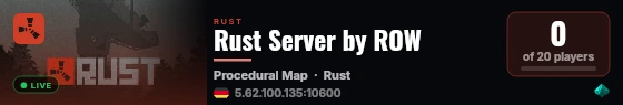 Rust Server by ROW live status badge