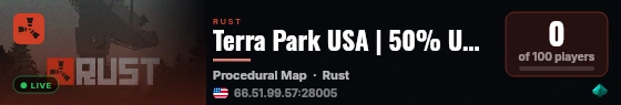 Terra Park USA | 50% Upkeep | NO BP Wipe | Active Admins live status badge