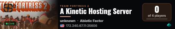 A Kinetic Hosting Server live status badge