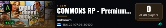 COMMONS RP - Premium FiveM Experience in South East Asia live status badge